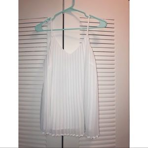 White Pleated Tank Top